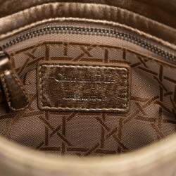 Pre Owned Dior Gold Mini Metallic Lambskin Cannage Lady Dior