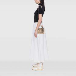 Pre Owned Dior Gold Mini Metallic Lambskin Cannage Lady Dior