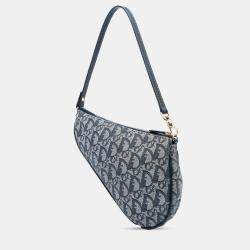 Pre Owned Dior Navy Blue Mini Diorissimo Canvas Saddle Pochette