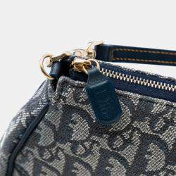 Pre Owned Dior Navy Blue Mini Diorissimo Canvas Saddle Pochette