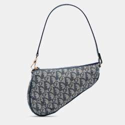 Pre Owned Dior Navy Blue Mini Diorissimo Canvas Saddle Pochette