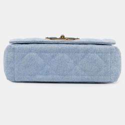 Pre Owned Dior Blue Medium Denim Macrocannage Caro Bag