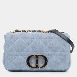Pre Owned Dior Blue Medium Denim Macrocannage Caro Bag