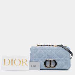 Pre Owned Dior Blue Medium Denim Macrocannage Caro Bag