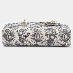 Pre Owned Dior White Small Denim Toile de Jouy Soleil Lady D Joy