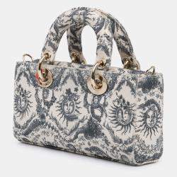 Pre Owned Dior White Small Denim Toile de Jouy Soleil Lady D Joy