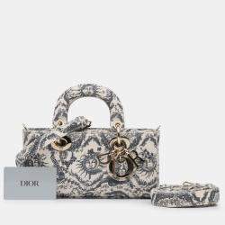 Pre Owned Dior White Small Denim Toile de Jouy Soleil Lady D Joy