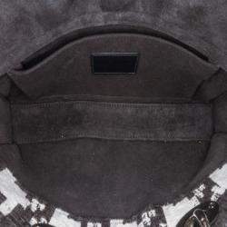 Pre Owned Dior Black Medium Canvas Macro Houndstooth Lady D Joy