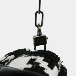 Pre Owned Dior Black Medium Canvas Macro Houndstooth Lady D Joy