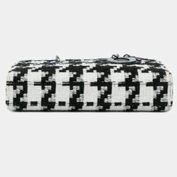 Pre Owned Dior Black Medium Canvas Macro Houndstooth Lady D Joy