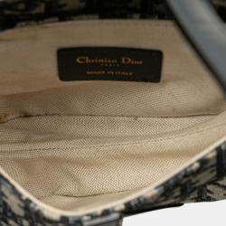 Pre Owned Dior Navy Blue Mini Oblique Canvas Saddle Bag