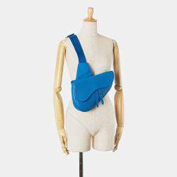 Pre Owned Dior Blue Leather Saddle Crossbody