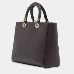 Pre Owned Dior Burgundy Large Grained Calfskin Lady D Sire
