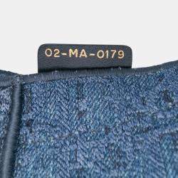 Pre Owned Dior Blue Oblique Denim Embroidered Saddle Bag