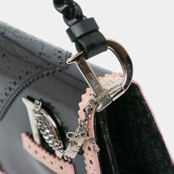 Pre Owned Dior Black Pink Leather D'Trick Brogue Spectator Bag