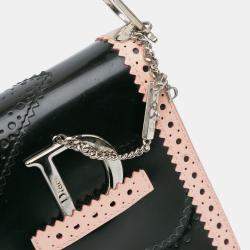 Pre Owned Dior Black Pink Leather D'Trick Brogue Spectator Bag