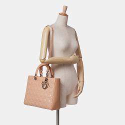 Pre Owned Dior Brown Large Patent Cannage Lady Dior