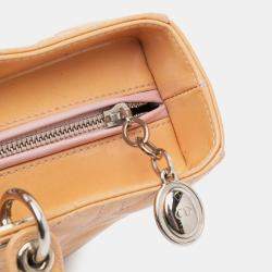 Pre Owned Dior Brown Large Patent Cannage Lady Dior