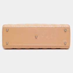 Pre Owned Dior Brown Large Patent Cannage Lady Dior