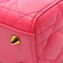 Pre Owned Christian Dior Dior Lady Small Cannage Handbag  Leather  Pink