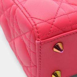 Pre Owned Christian Dior Dior Lady Small Cannage Handbag  Leather  Pink
