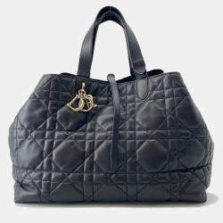 Pre Owned Christian Dior Toujours Black Leather Large Handbag 