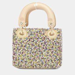 Pre Owned Christian Dior Lady Micro Multicolor Leather Rhinestone Shoulder Bag
