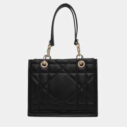 Pre Owned Christian Dior  Black Leather  Archi Cannage Essential Tote