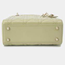 Pre Owned Christian Dior Lady Cannage Mini Green Patent Leather Handbag