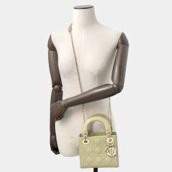 Pre Owned Christian Dior Lady Cannage Mini Green Patent Leather Handbag