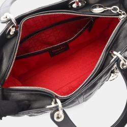 Pre Owned Christian Dior Dior Lady Large Cannage Black Leather Handbag  