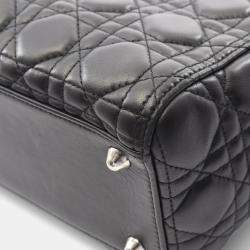 Pre Owned Christian Dior Dior Lady Large Cannage Black Leather Handbag  