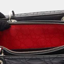Pre Owned Christian Dior Dior Lady Large Cannage Black Leather Handbag  