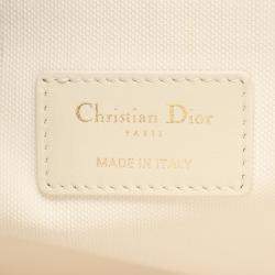 Pre Owned Christian Dior Book Tote Medium Tote Bag  Canvas And Leather  White/Gold