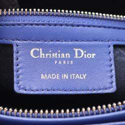 Pre Owned Christian Dior Dior Lady Large Cannage Handbag  Leather  Blue