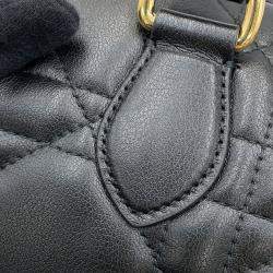 Pre Owned Christian Dior Handbag Groove 20 Macrocannage Small 2Way Black