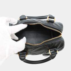 Pre Owned Christian Dior Handbag Groove 20 Macrocannage Small 2Way Black