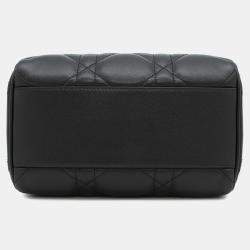 Pre Owned Christian Dior Handbag Groove 20 Macrocannage Small 2Way Black
