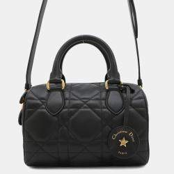 Pre Owned Christian Dior Handbag Groove 20 Macrocannage Small 2Way Black