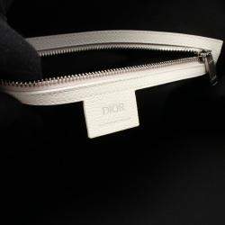 Pre Owned Christian Dior Dior Oblique Boston Bag  Canvas And Leather  White/Beige