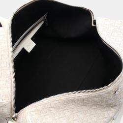 Pre Owned Christian Dior Dior Oblique Boston Bag  Canvas And Leather  White/Beige