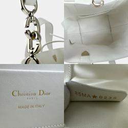Pre Owned Christian Dior Vertical Nano Tote Bag In White Leather