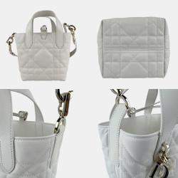 Pre Owned Christian Dior Vertical Nano Tote Bag In White Leather