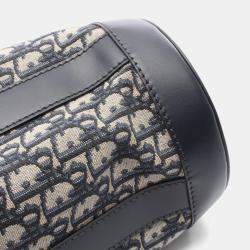 Pre Owned Christian Dior Dior Oblique Backpack  Canvas And Leather  Navy/Gray