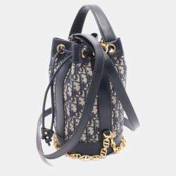 Pre Owned Christian Dior Dior Oblique Backpack  Canvas And Leather  Navy/Gray