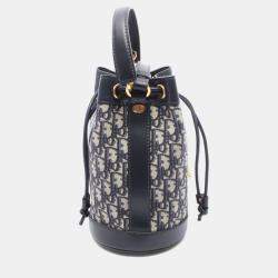 Pre Owned Christian Dior Dior Oblique Backpack  Canvas And Leather  Navy/Gray