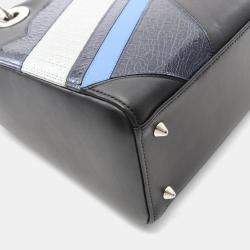 Pre Owned Christian Dior Dior Lady Dior Lady Handbag  Leather  Black/Blue
