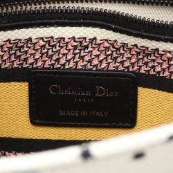 Pre Owned Christian Dior Dior Lady D-Lite Medium Handbag  Canvas  White  Multicolor