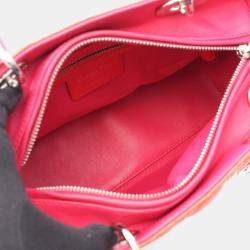 Pre Owned Christian Dior Dior Lady Dior Lady Handbag  Leather  Orange/Pink