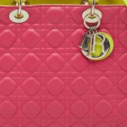 Pre Owned Dior Multicolor Cannage Leather Large Lady Dior Tote